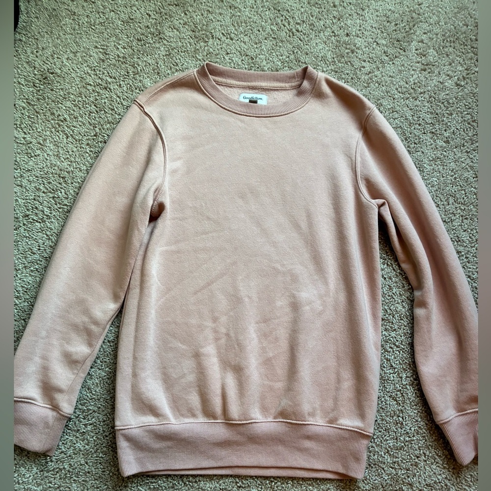 Pink Crewneck Sweatshirt with Custom Cat Embroidery